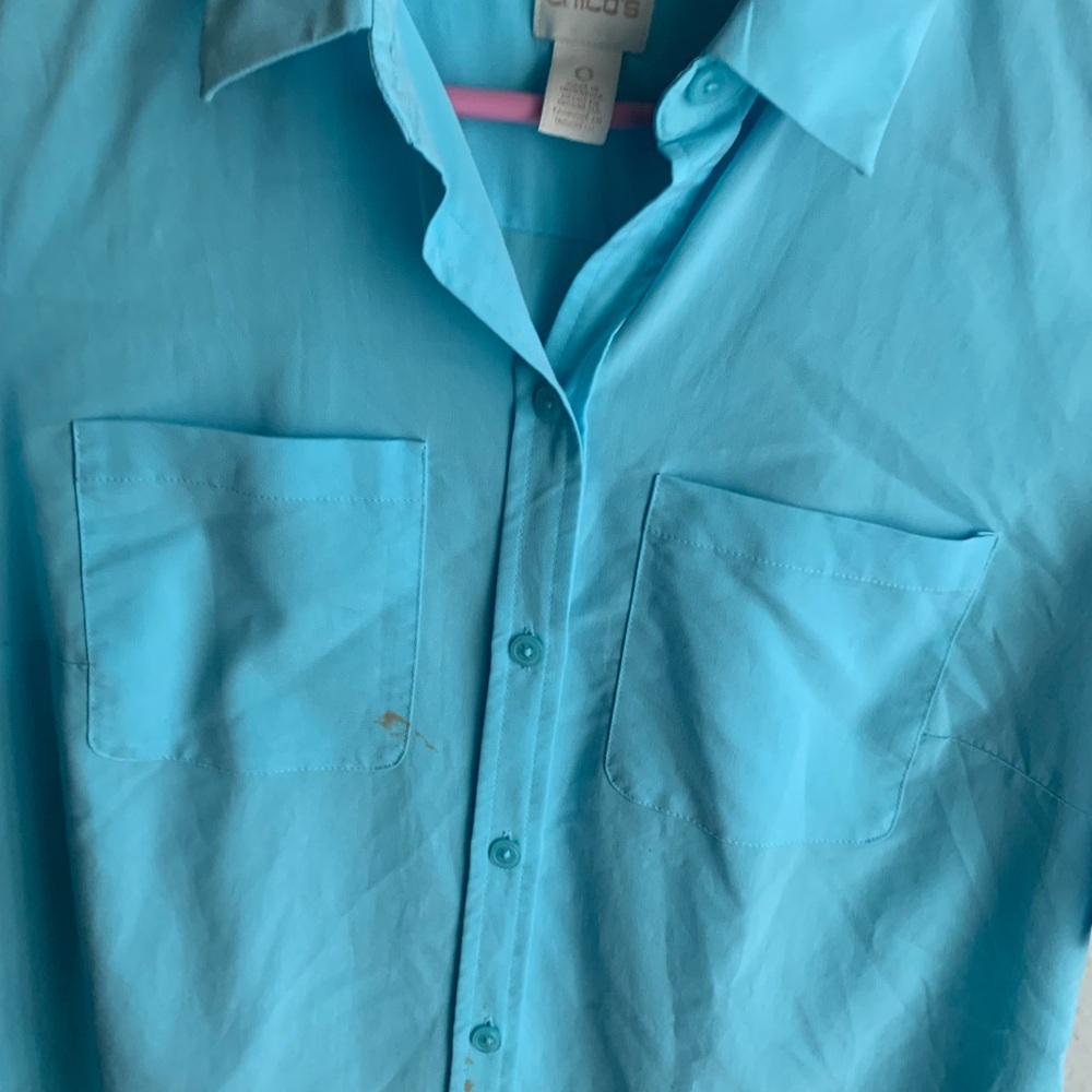 Chico's Blue Button-Up Shirt - Picture 6 of 8